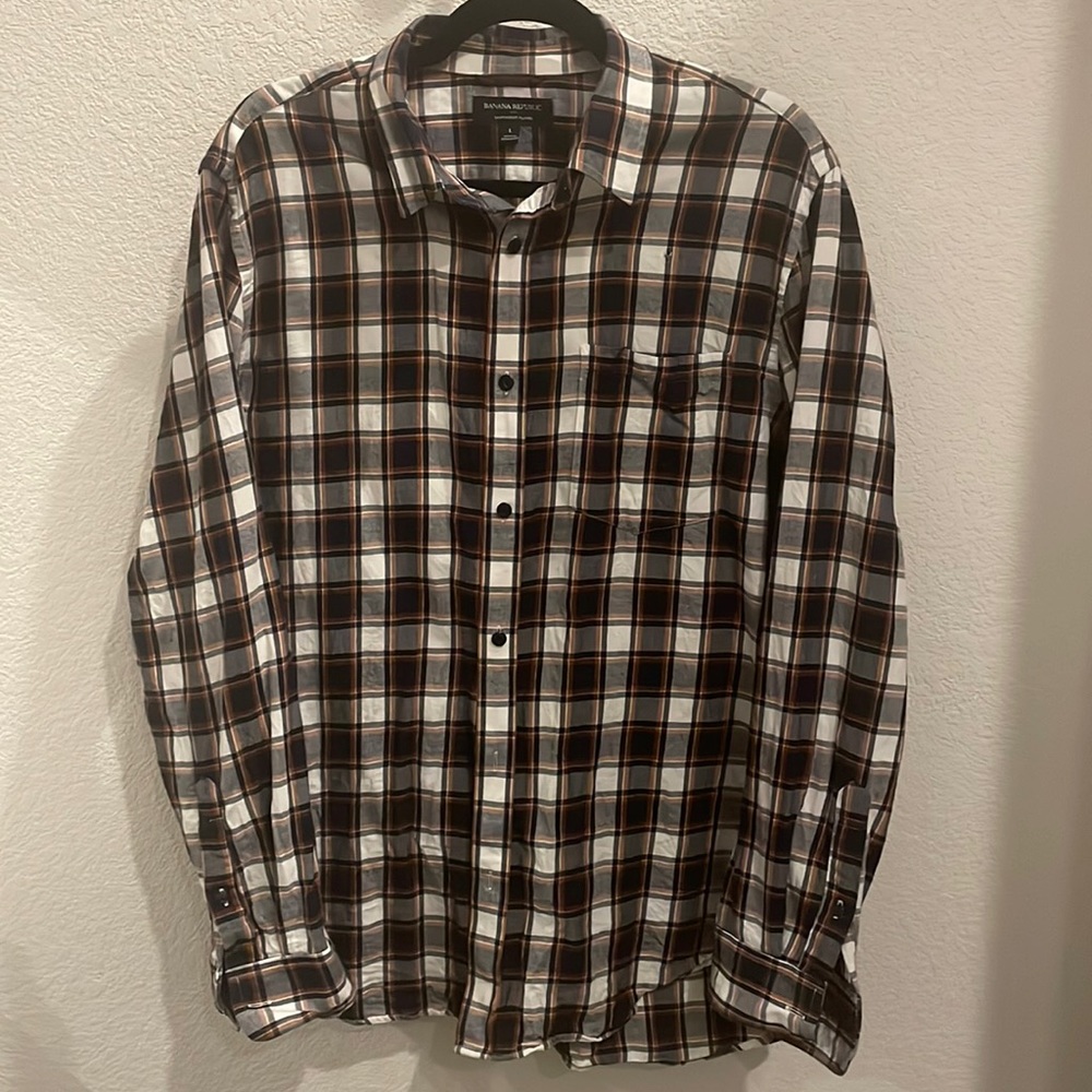 Banana Republic Lightweight Flannel Large Plaid